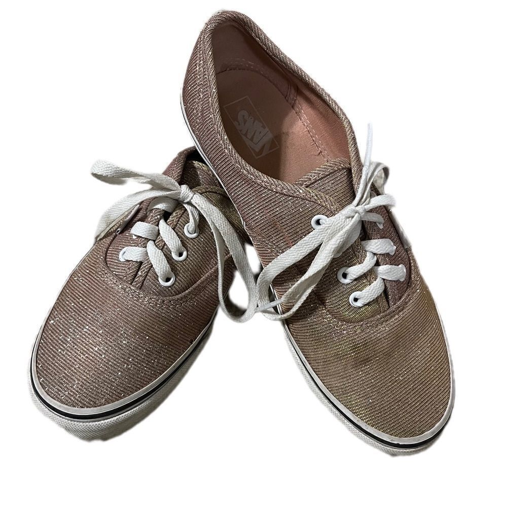 Vans 6 youth gold sparkly sneakers skateboard GUC